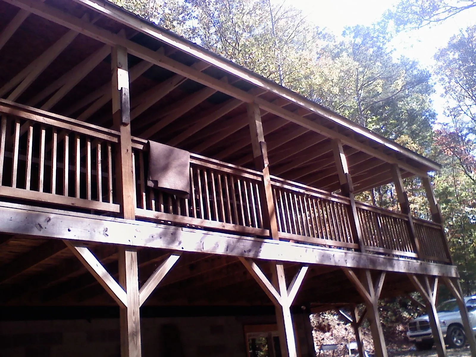 Timber framing under a new elevated porch and deck — Roof Leak Repair in Flower Mound by Roofing Brothers